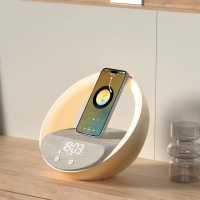 Home Tech Gadgets 2026 Cozy Atmosphere Charming 5-in 1 Night Light Wireless Speaker with Alarm Clock and Wireless Charger